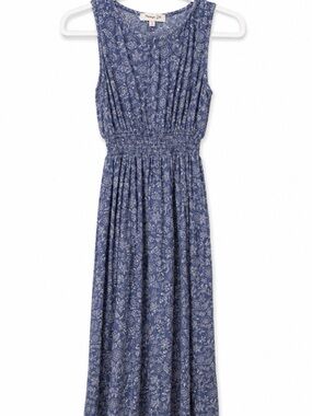 Kids Navy Floral Smocked-Waist Maxi Dress